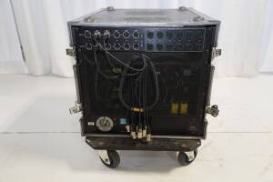 QSC RMX1850HD Amps and TL3 AC RACD-NM Power Transformer Panel