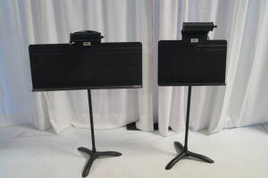 Music Stands w/ Clip Light (1) Conductor's Stand, (16) Regular Stand)