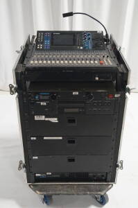 LS9 Mixer Rack (Contains (1) LS9-16 Digital Mixer, (1) Furman PL8 Series II AC Panel, (1) QSC RMX1850HD Amplifier, (1) Tascam CD200 CD MP3 Player, (1) Westbury RACD-SW Switching AC Panel)