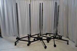 Lot (6) Rolling Pole Floor Stands. (Crows Feet)