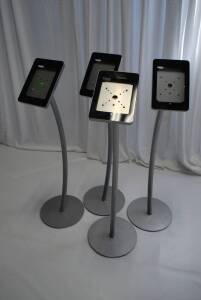 Lot (4) iPad Silver Floor Stands