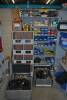 Video Cubby Contents (Misc. tools, cleaning supplies, video cables, audio cables, misc. screws & washers, Draper screen parts, Christie projector bulbs, Batteries, dead cables, workbench on wheels 47" x 48" x 30")