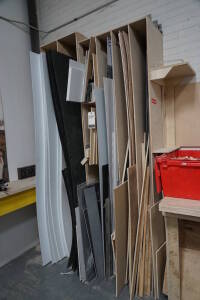 Assorted Wood and Plastic in Racking