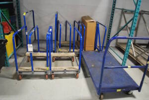 Lot (5) Pipe Dolly, Steel Cart 60"x30", and (9) Spare Dolly Rails