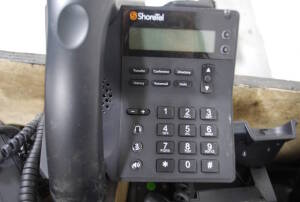 ShorTel 50 Phone System and Bin of ShorTel VOIP Phones