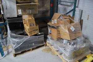 Lot (2) Skid containing Assorted JBL, Tannoy, PSB Ceiling and Loudspeakers